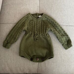 Olive & Cradle Knit Olive Green Romper